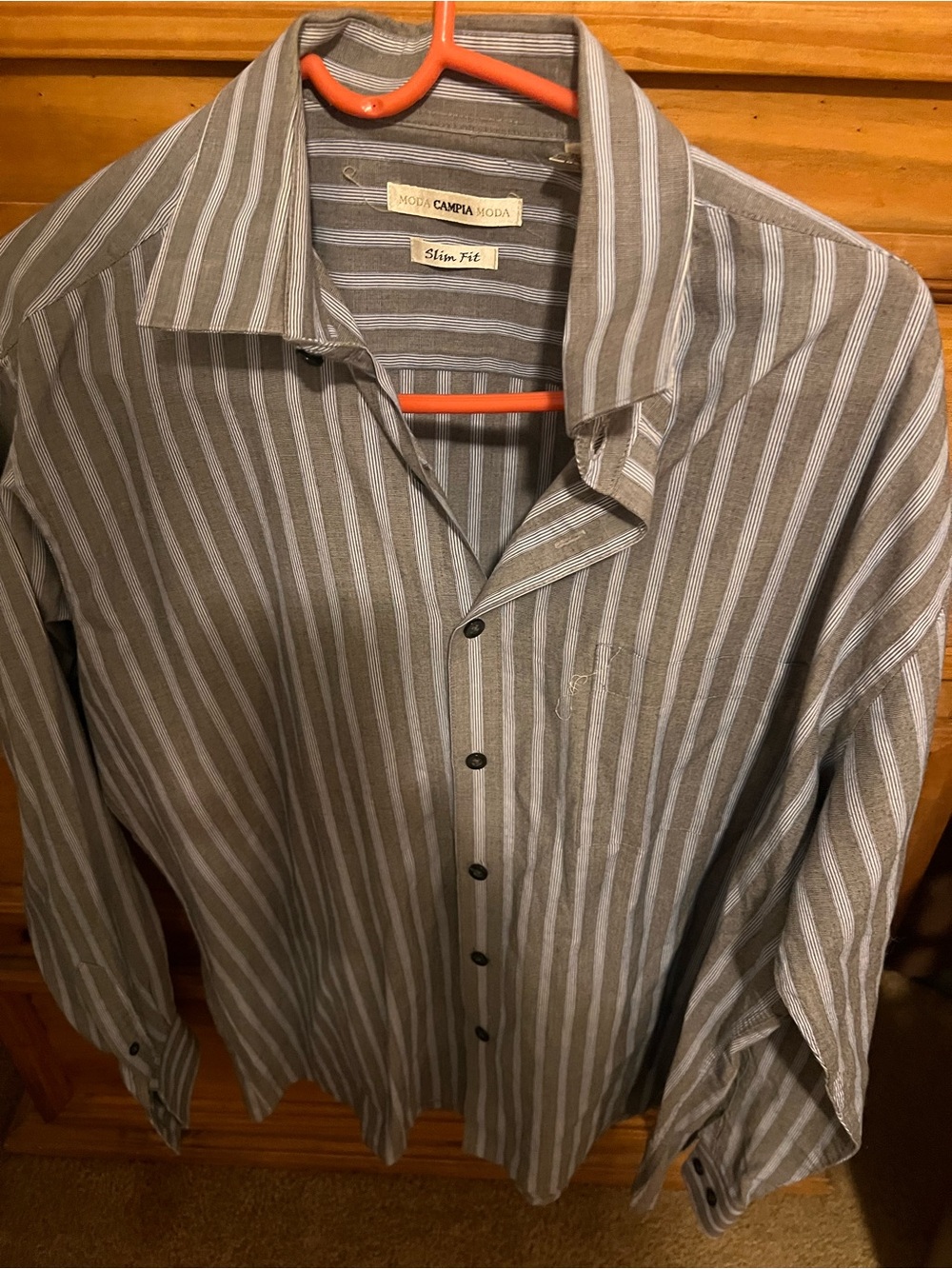 Moda Campia Moda Slim Fit Gray Striped Men’s Button-Down Shirt